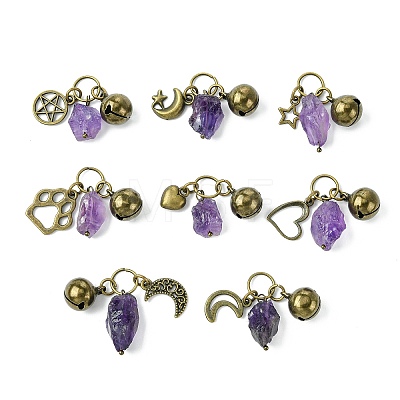 Natural Amethyst Pet Collar Charms HJEW-PH01731-1