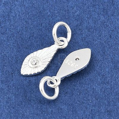 925 Sterling Silver Pave Clear Cubic Zirconia Feather Charms STER-A049-09S-1