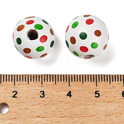 Christmas Printed Schima Wood European Beads WOOD-G024-02A-1