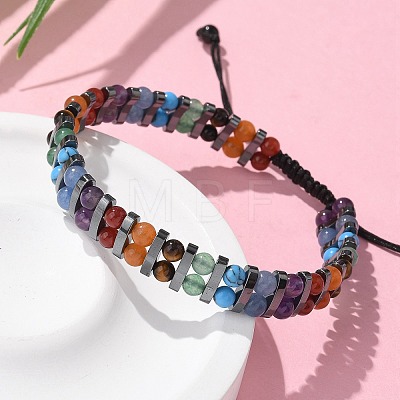 Mixed Stone and Synthetic Hematite Adjustable Braided Bead Bracelets BJEW-H626-01-04-1