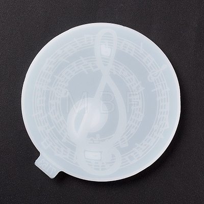 Flat Round with Musical Note Pattern Cup Mat Silicone Molds DIY-M039-07-1