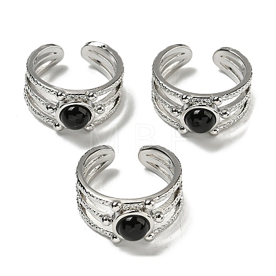 Natural Gemstone Adjustable Rings RJEW-K269-10P-1