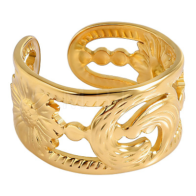 304 Stainless Steel Cuff Open Rings for Women UM3749-2-1