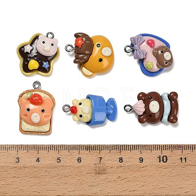 Bear Theme Opaque Resin Pendants RESI-B047-03-1