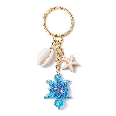 Tortoise Glass Seed Beaded Keychain KEYC-MZ00023-03-1