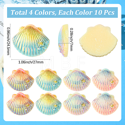 40Pcs 4 Colors Opaque Resin Cabochons CRES-SC0003-11-1