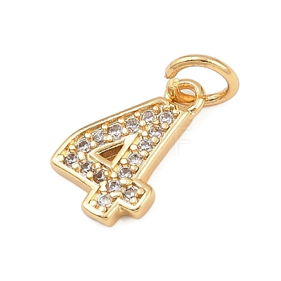 Brass Micro Pave Clear Cubic Zirconia Charms KK-G544-04G-04-1