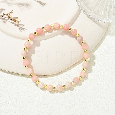 Natural Pink Opal & Synthetic Hematite Non-magnetic Beaded Stretch Bracelets for Women BJEW-JB13940-03-1