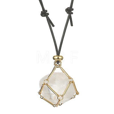 Brass Macrame Pouch Empty Stone Holder for Pendant Necklaces Making NJEW-JN04547-01-1