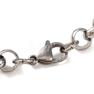 Tarnish Resistant 304 Stainless Steel Column Rolo Chain Bracelets BJEW-B078-75P-1