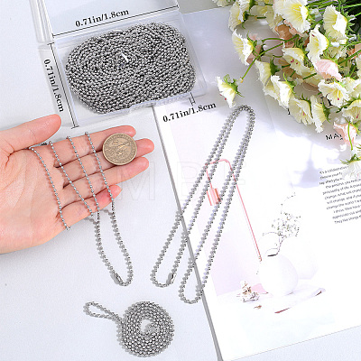 24Pcs 304 Stainless Steel Ball Chain Necklace Making NJEW-BBC0001-10C-1