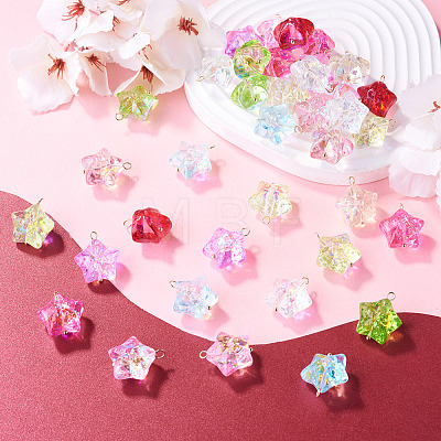 50Pcs 10 Styles Electroplate Baking Paint Glass Pendants PALLOY-TAC0275-1