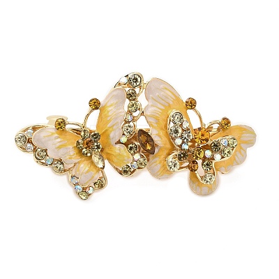 Alloy Rhinestone Enamel Hair Barrettes OHAR-B006-01G-03-1