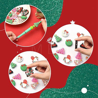 16Pcs 8 Style Christmas Silicone Beads SIL-SZ0001-08-1