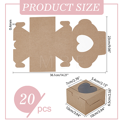 Square Kraft Paper Muffin Storage Gift Boxes CON-WH0095-95B-1