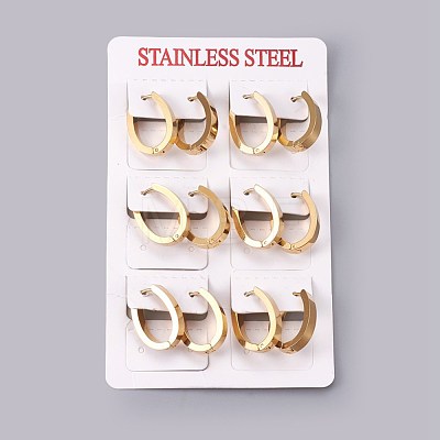 304 Stainless Steel Hoop Earrings EJEW-O087-08B-1