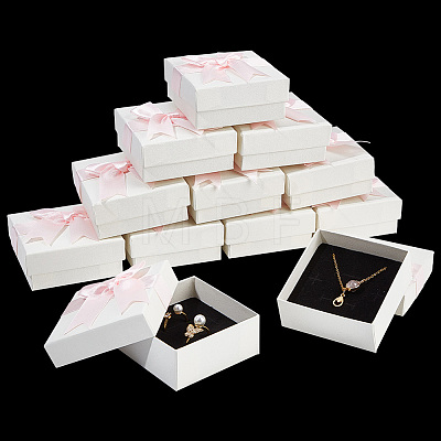  12Pcs Square Cardboard Jewelry Set Box CBOX-NB0001-29A-1