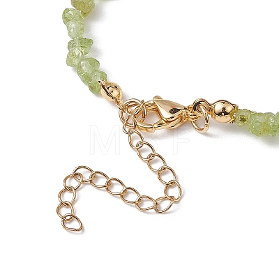 Natural Peridot Chip Beaded Necklace NJEW-JN04616-16-1