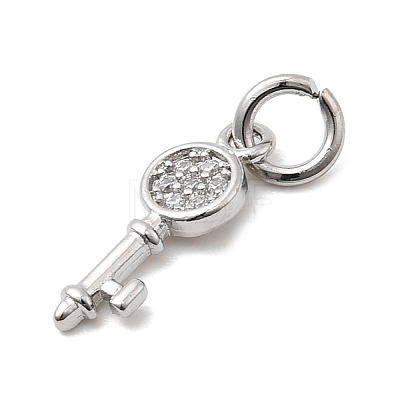 Brass Micro Pave Cubic Zirconia Charms KK-C139-06P-1