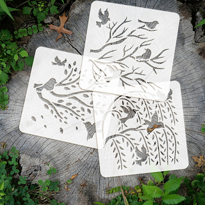 5Pcs 5 Styles Branch Theme PET Hollow Out Drawing Painting Stencils DIY-WH0394-0149-1