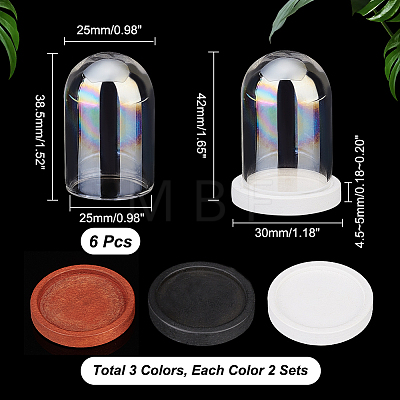   6 Sets 3 Colors Iridescent Glass Dome Cover DJEW-PH0001-27-1