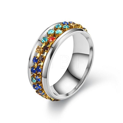 Colorful Rinestone Rotating Finger Ring PW-WG94001-33-1
