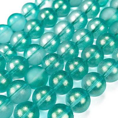 Frosted Transparent Glass Bead Strands GLAA-P065-10mm-08-1