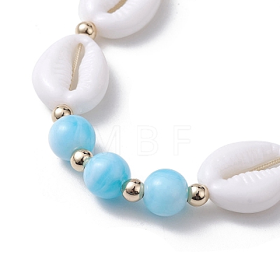 Adjustable Acrylic Shell Shape Braided Bead Bracelet for Women BJEW-JB10099-1