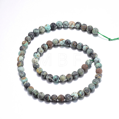 Frosted Natural African Turquoise(Jasper) Round Beads Strands X-G-D746-6mm-1