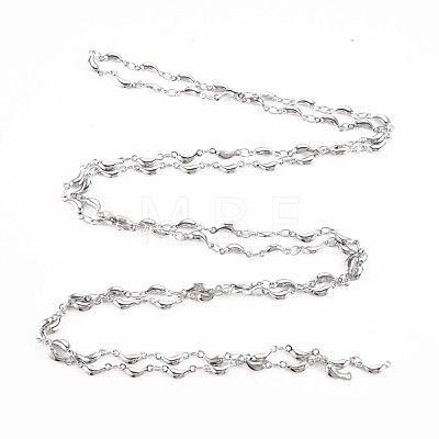 201 Stainless Steel Moon & Oval Link Chains STAS-N092-112-1