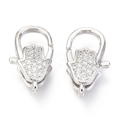 Brass Micro Pave Cubic Zirconia Lobster Claw Clasps ZIRC-O038-24P-1