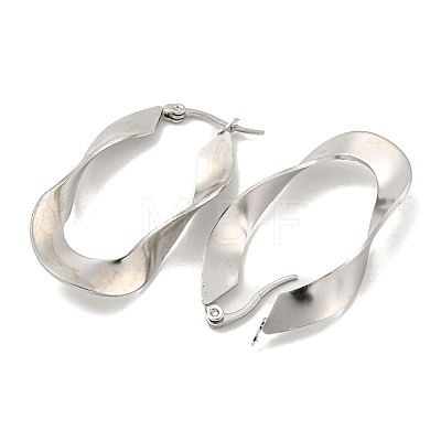 Tarnish Resistant 202 Stainless Steel Irregular Oval Hoop Earring EJEW-H003-10P-1