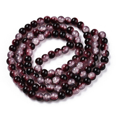 Crackle Baking Painted Imitation Jade Glass Beads Strands X1-DGLA-T003-8mm-14-1