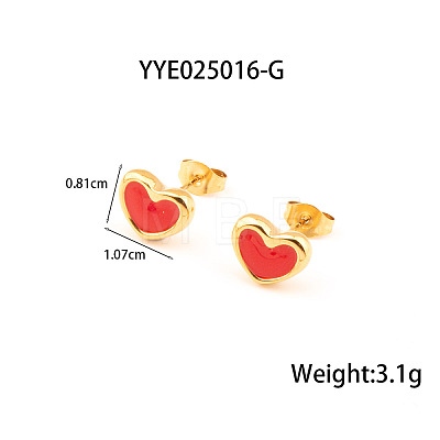 French Romantic Stainless Steel Enamel Heart Stud Earrings for Women XY4598-3-1