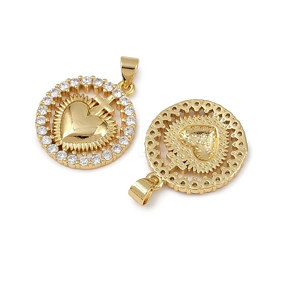 Brass Micro Pave Cubic Zirconia Pendants KK-I358-068G-02-1