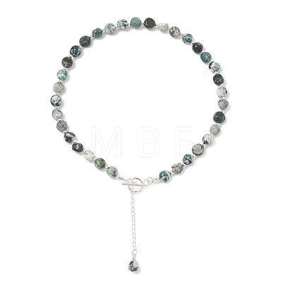 Natural Tree Agate and 304 Stainless Steel & Brass Finding Necklaces NJEW-JN06198-1