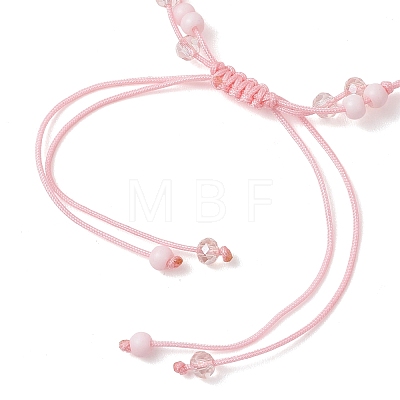 Rose Glass Seed Beads & Glass Braided Bead Bracelets BJEW-MZ00313-01-1