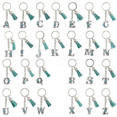 Alloy with Resin Imitation Synthetic Turquoise Keychain KEYC-YW00087-01-1