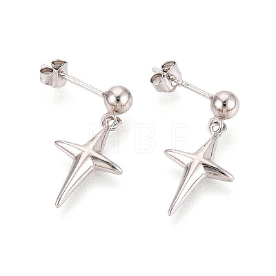 925 Sterling Silver Cross Dangle Stud Earrings STER-N016-108P-1