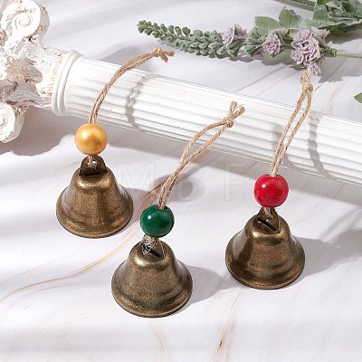 3Pcs 3 Colors Iron Bell Pendant Decoration HJEW-JM02235-1