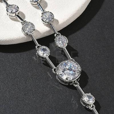 Brass Pave Clear Cubic Zirconia Y Necklaces NJEW-G183-06P-02-1