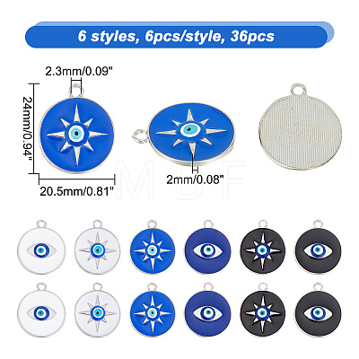 36Pcs 6 Style Alloy Pendants FIND-NB0004-31-1