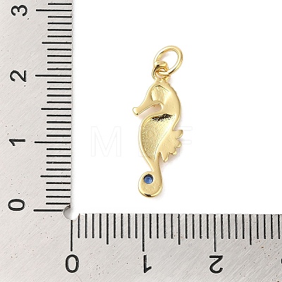 Rack Plating Brass Pave Blue Cubic Zirconia Sea Animal Pendants KK-B092-03G-1