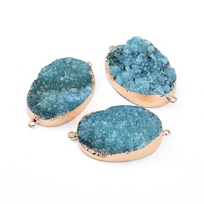 Electroplated Natural & Dyed Druzy Quartz Links connectors G-E499-08C-G-1