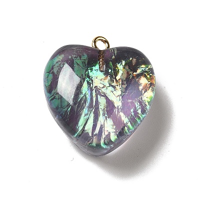 Transparent Resin Pendants RESI-F035-02E-1