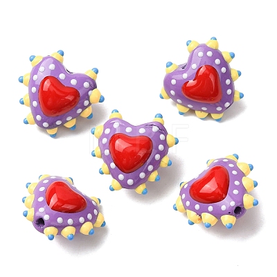 Baking Paint Glass Bumpy Beads Heart LAMP-V001-09G-1