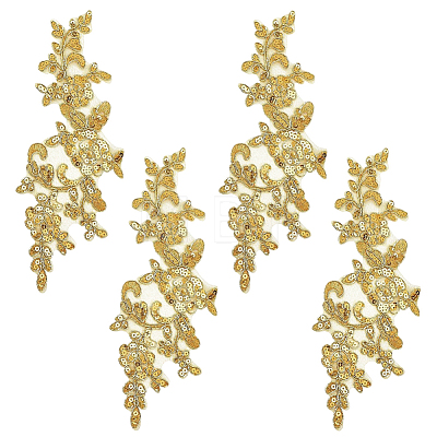 2Pairs Leaves Polyester Embroidery Ornaments Accessories DIY-GF0014-46C-1