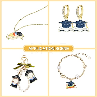 20Pcs 5 Styles Graduation Season Golden Plated Alloy Enamel Pendants ENAM-CJ0006-14-1
