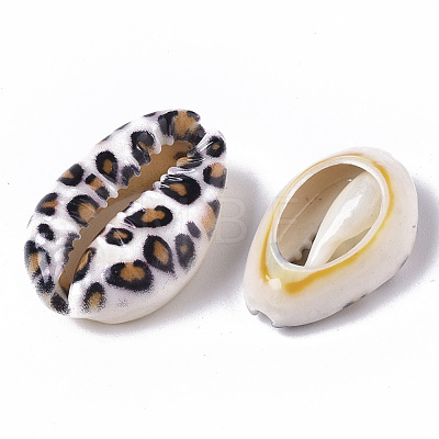 Printed Natural Cowrie Shell Beads SSHEL-R047-01-B02-1