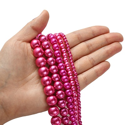 Dyed Glass Pearl Round Beads Strands HY-X0001-03-1